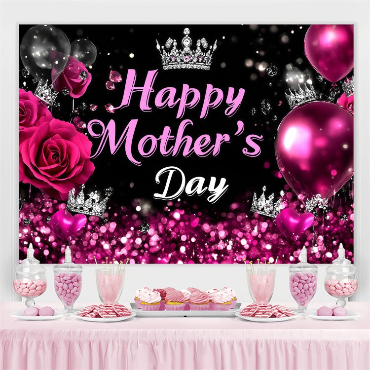 Mother's Day Backdrop Crown Rose Sparkle Personalized Backdrop UK GQ3-157