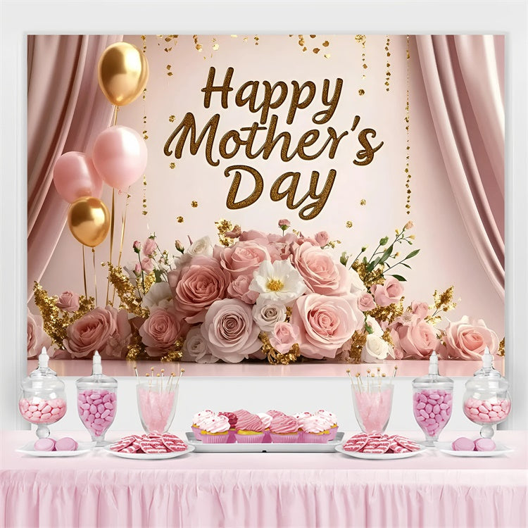 Mother's Day Backdrop Ideas Elegance Pink Roses Customized Backdrop UK GQ3-158