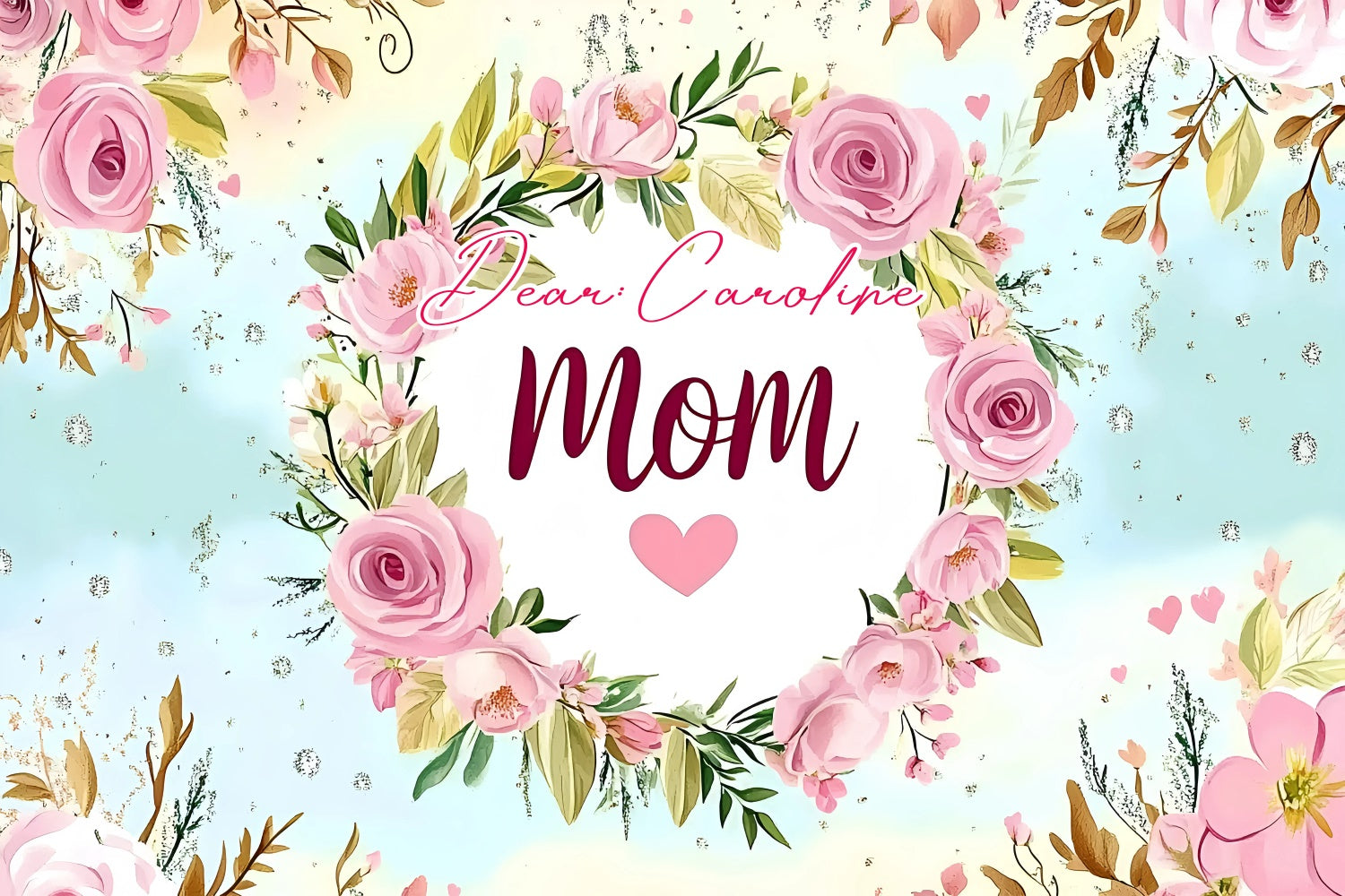Backdrop For Mothers Day Dreamy Rose Wreath Personalized Backdrop UK GQ3-199