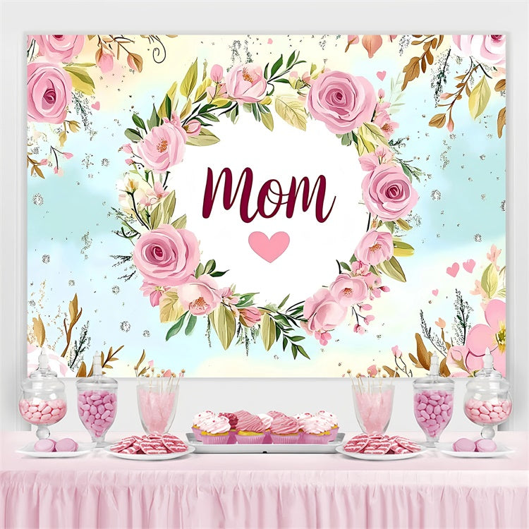 Backdrop For Mothers Day Dreamy Rose Wreath Personalized Backdrop UK GQ3-199