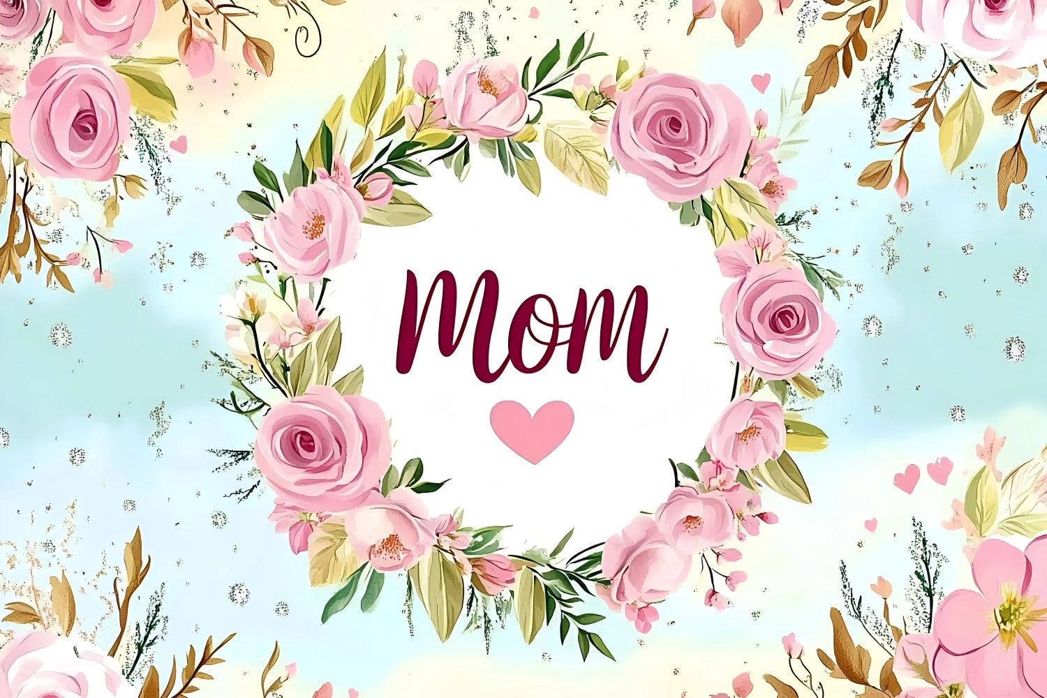 Backdrop For Mothers Day Dreamy Rose Wreath Personalized Backdrop UK GQ3-199