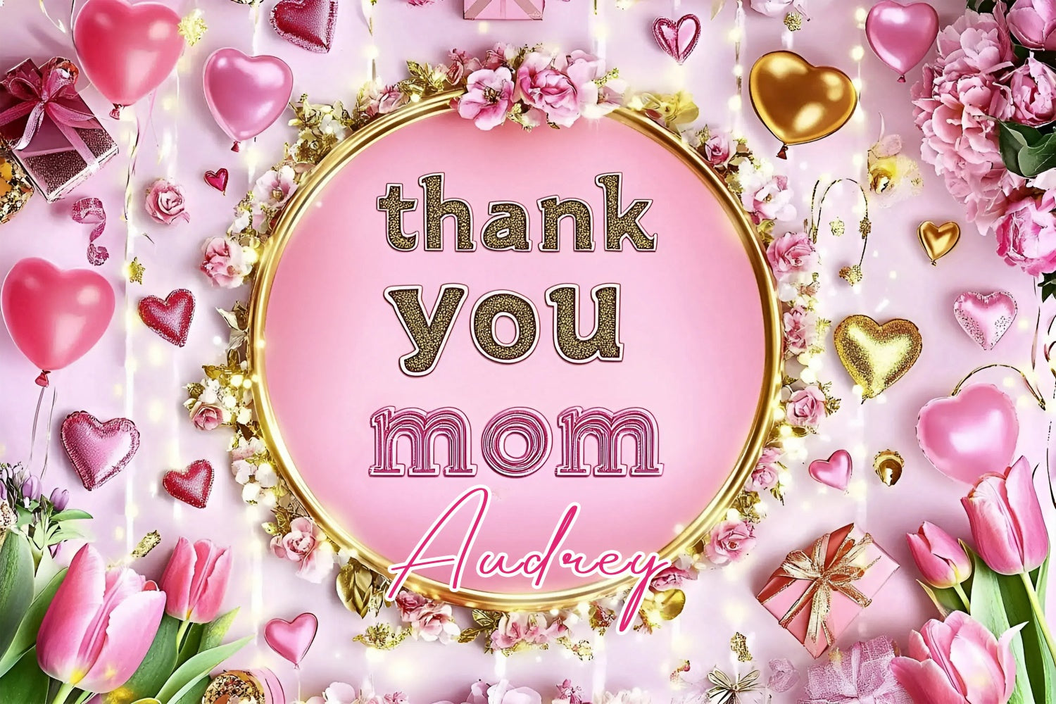 Mothers Day Backdrops Glow Heart Balloons Floral Custom Backdrop UK GQ3-200