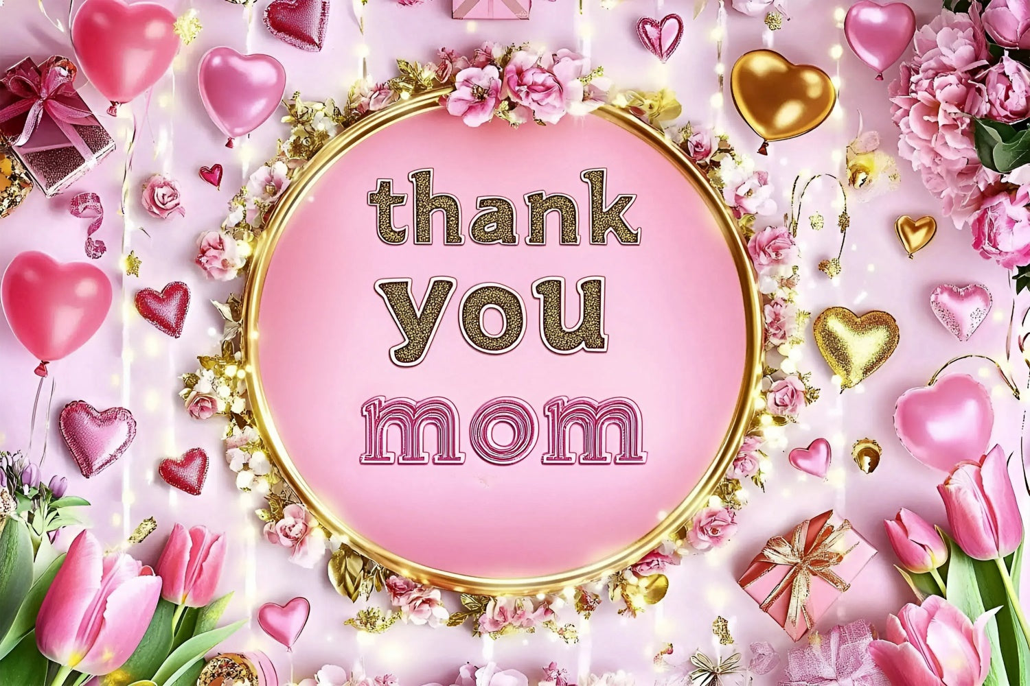 Mothers Day Backdrops Glow Heart Balloons Floral Custom Backdrop UK GQ3-200