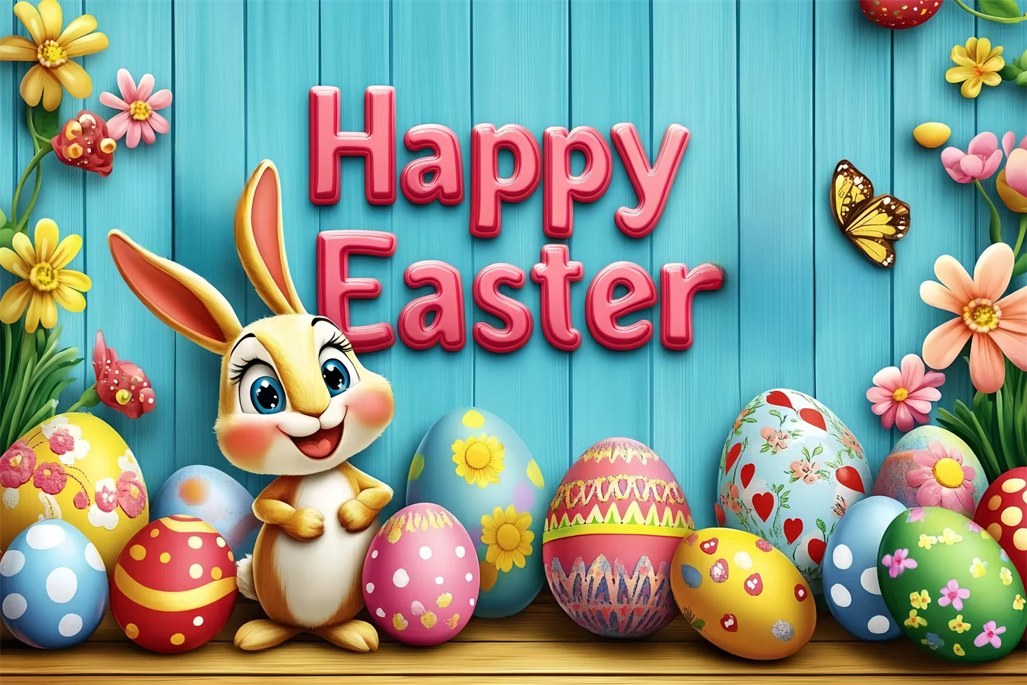 Easter Picture Backdrops Cartoon Bunny Egg Happy Customized Backdrop UK GQ3-209