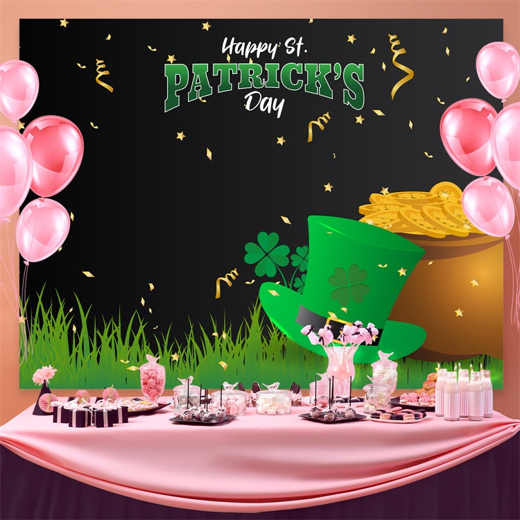 St Patricks Day Photo Backdrop Gold Pot Shamrock Party Backdrop UK GQ3-43