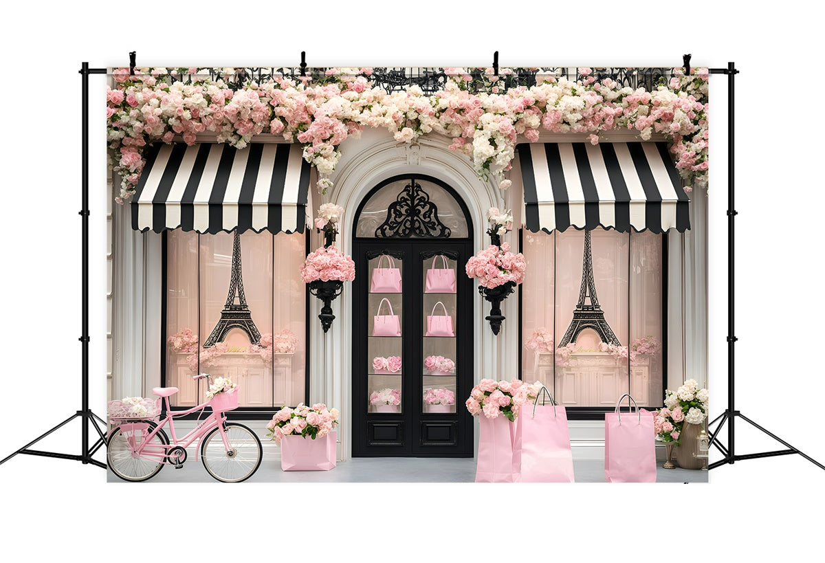 Paris Backdrop Ideas Romantic Boutique Entrance Flower Backdrop UK GQ4-164