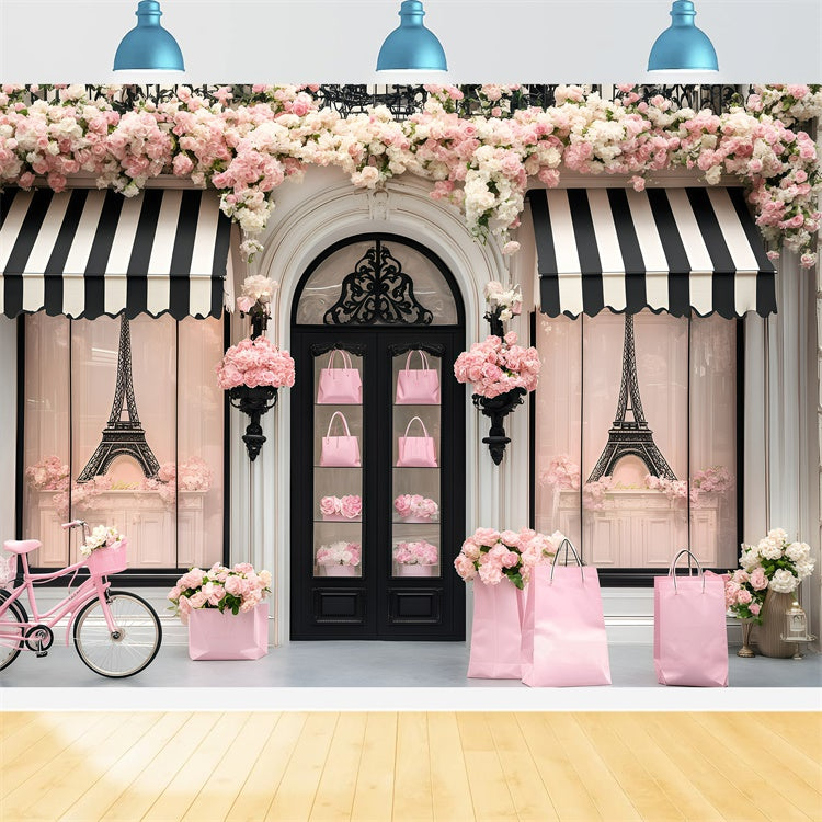 Paris Backdrop Ideas Romantic Boutique Entrance Flower Backdrop UK GQ4-164