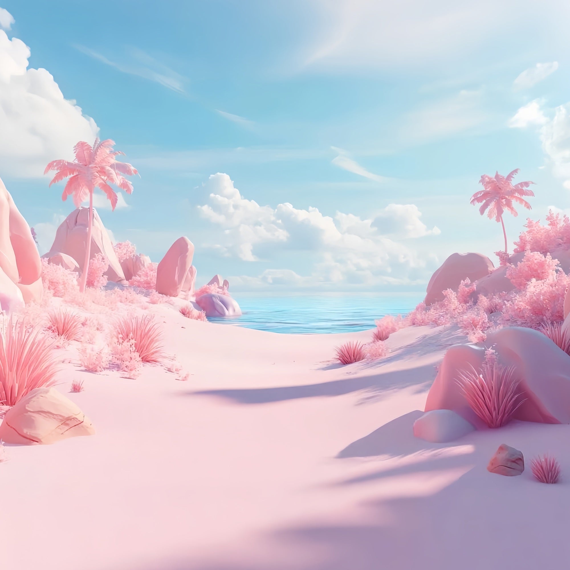 Summer Photo Backdrop Pink Paradise Cloud Beach Backdrop UK GQ4-250