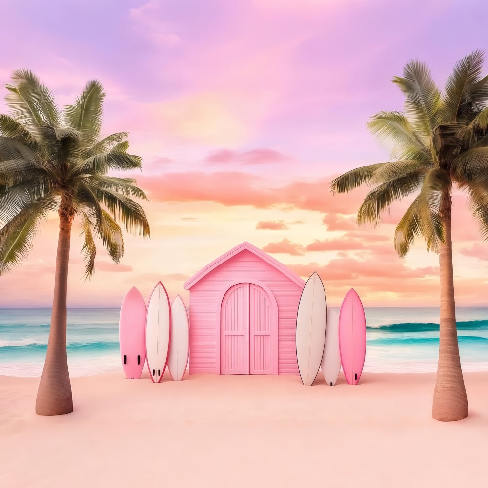 Beach Backdrop Tropical Summer Palm Surfboards Backdrop UK GQ4-252