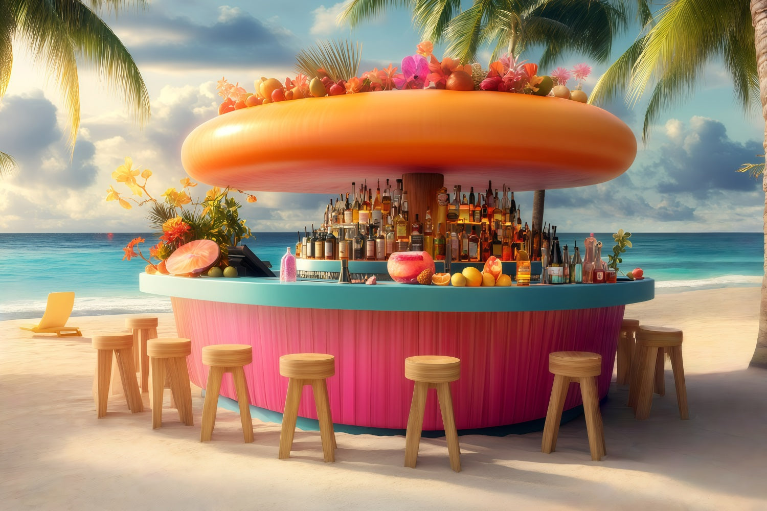 Tropical Backdrops Beachside Drink Bar Summer Backdrop UK GQ4-257