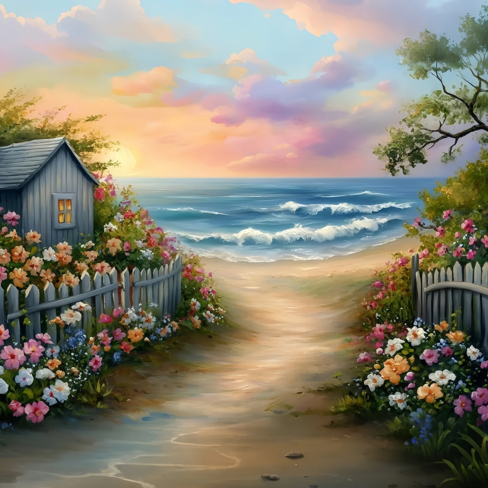 Summer Backdrops Flower Garden Path Beach Backdrop UK GQ4-259