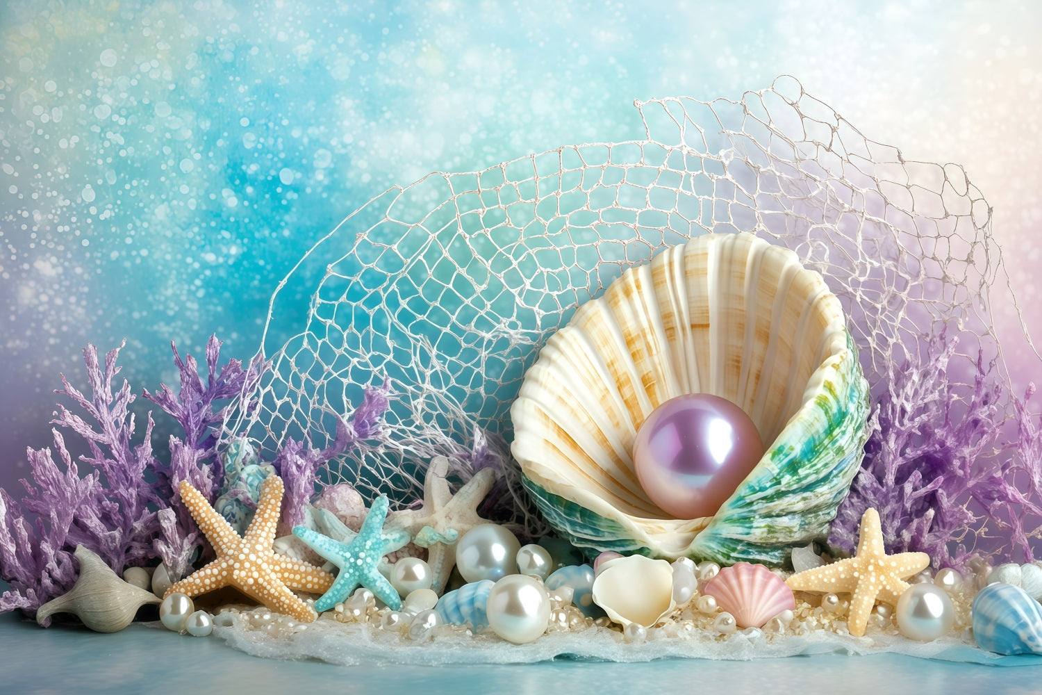 Beach Backdrops Shell Pearls Summer Backdrop UK GQ4-267