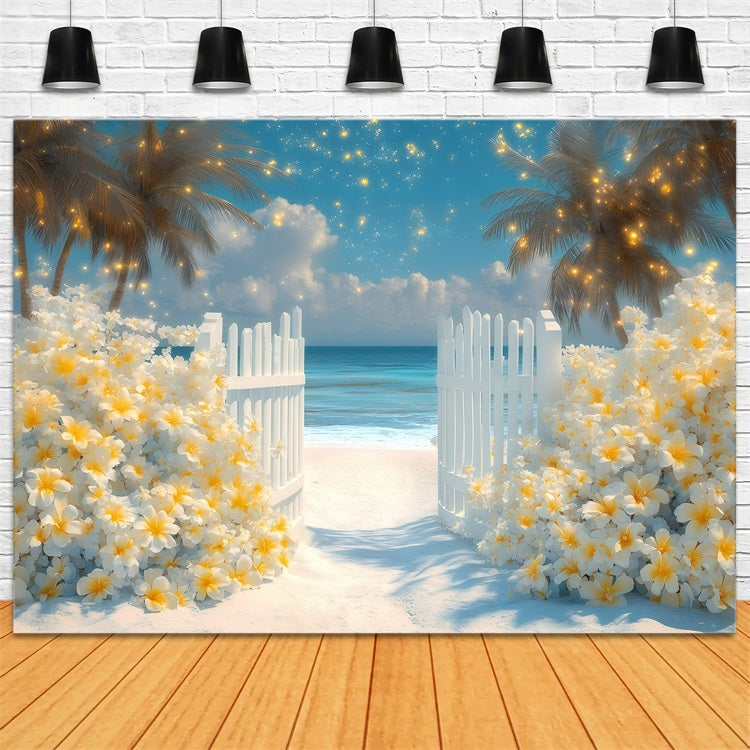 Summer Backdrops Tropical Blossoms Seaside Backdrop UK GQ4-268