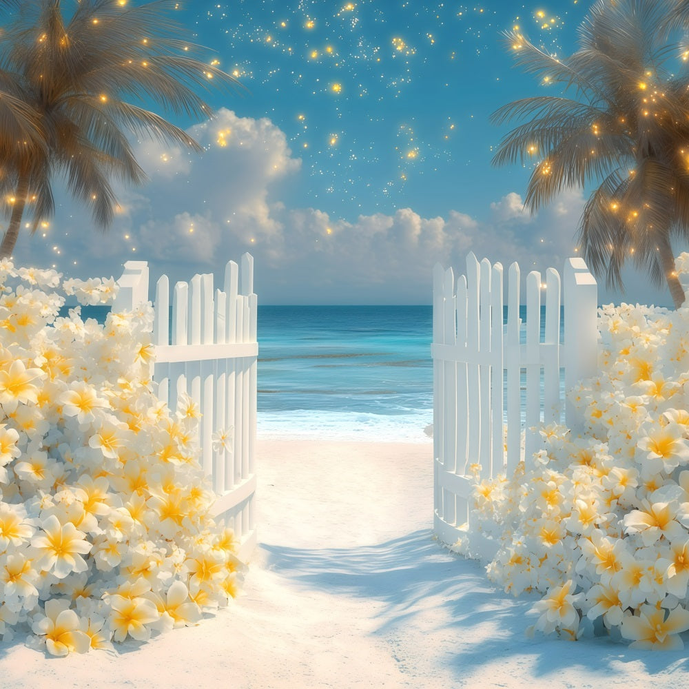 Summer Backdrops Tropical Blossoms Seaside Backdrop UK GQ4-268