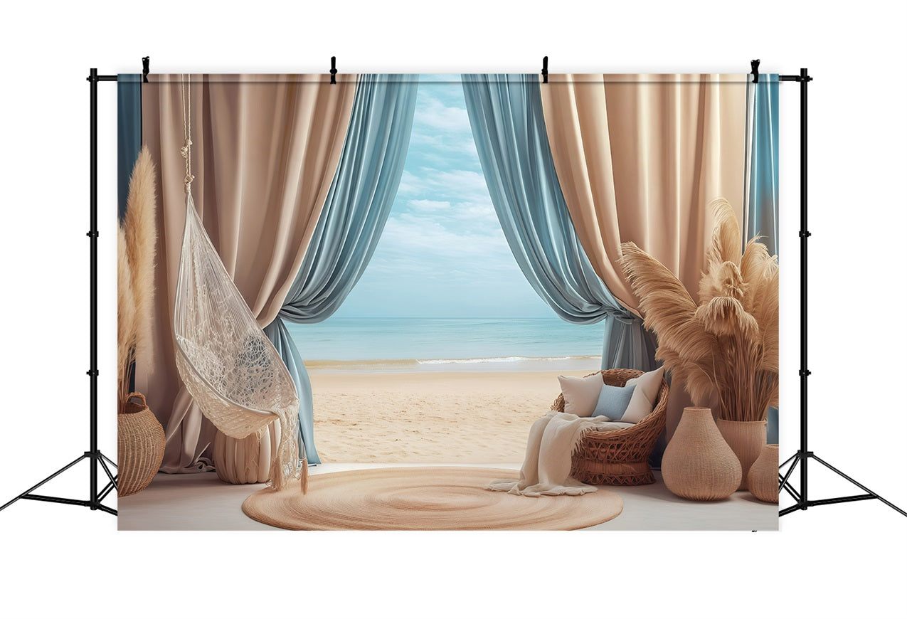 Beach Backdrop Photography Summer Hammock Curtain Backdrop UK GQ4-277