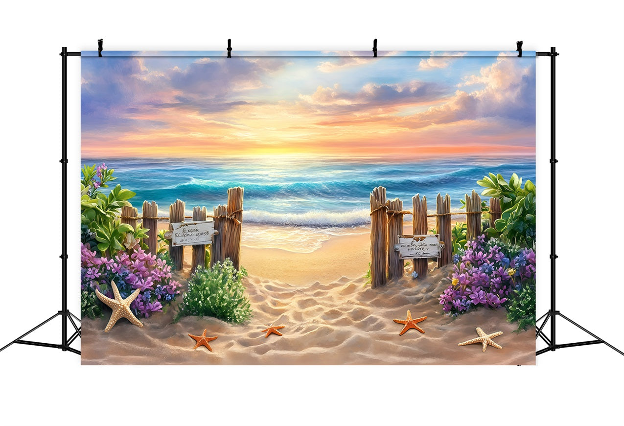 Summer Backdrop Wooden Fence Beach Entry Backdrop UK GQ4-278