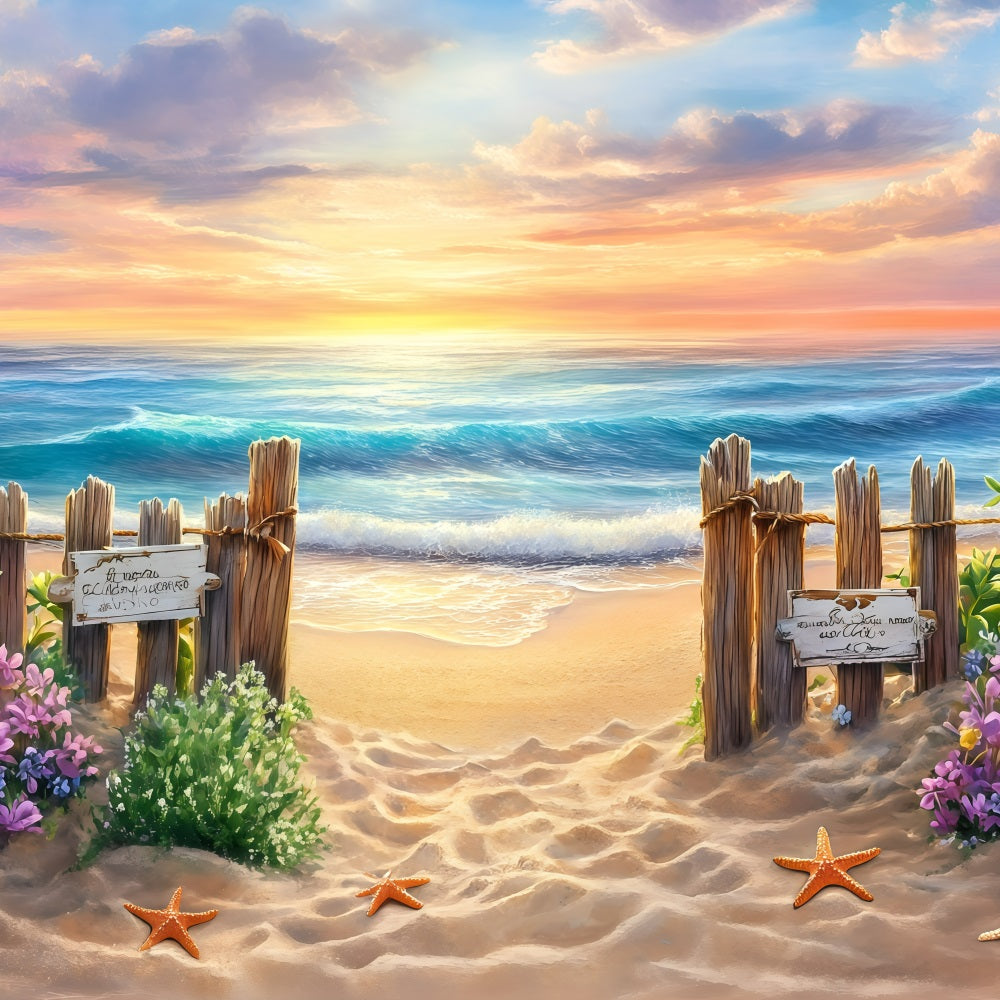 Summer Backdrop Wooden Fence Beach Entry Backdrop UK GQ4-278