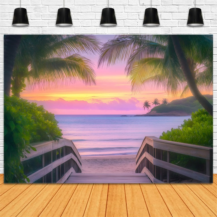 Tropical Backdrops Palm Tree Summer Seaside Backdrop UK GQ4-280