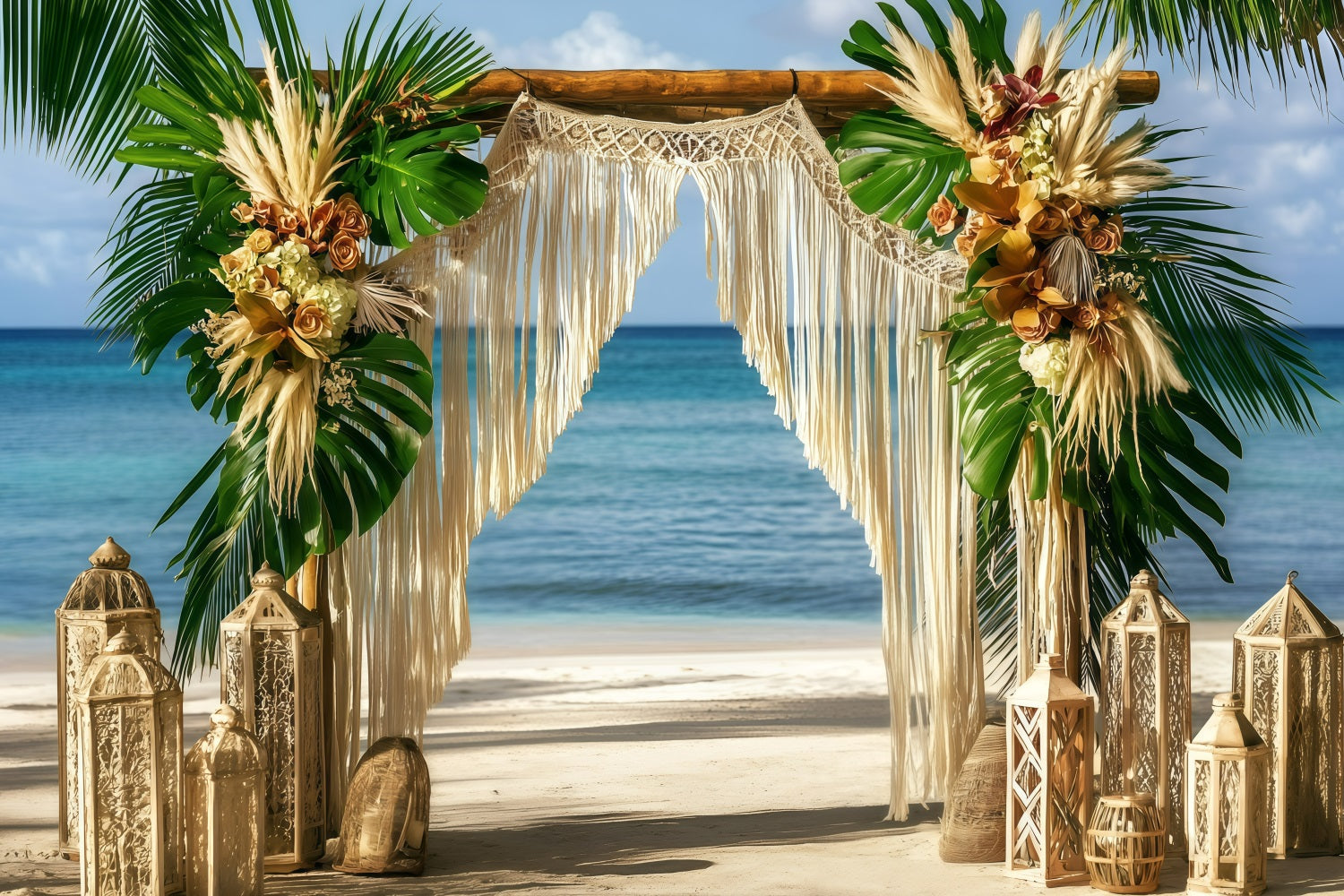 Beach Wedding Backdrop Seaside Bohemian Summer Backdrop UK GQ4-286
