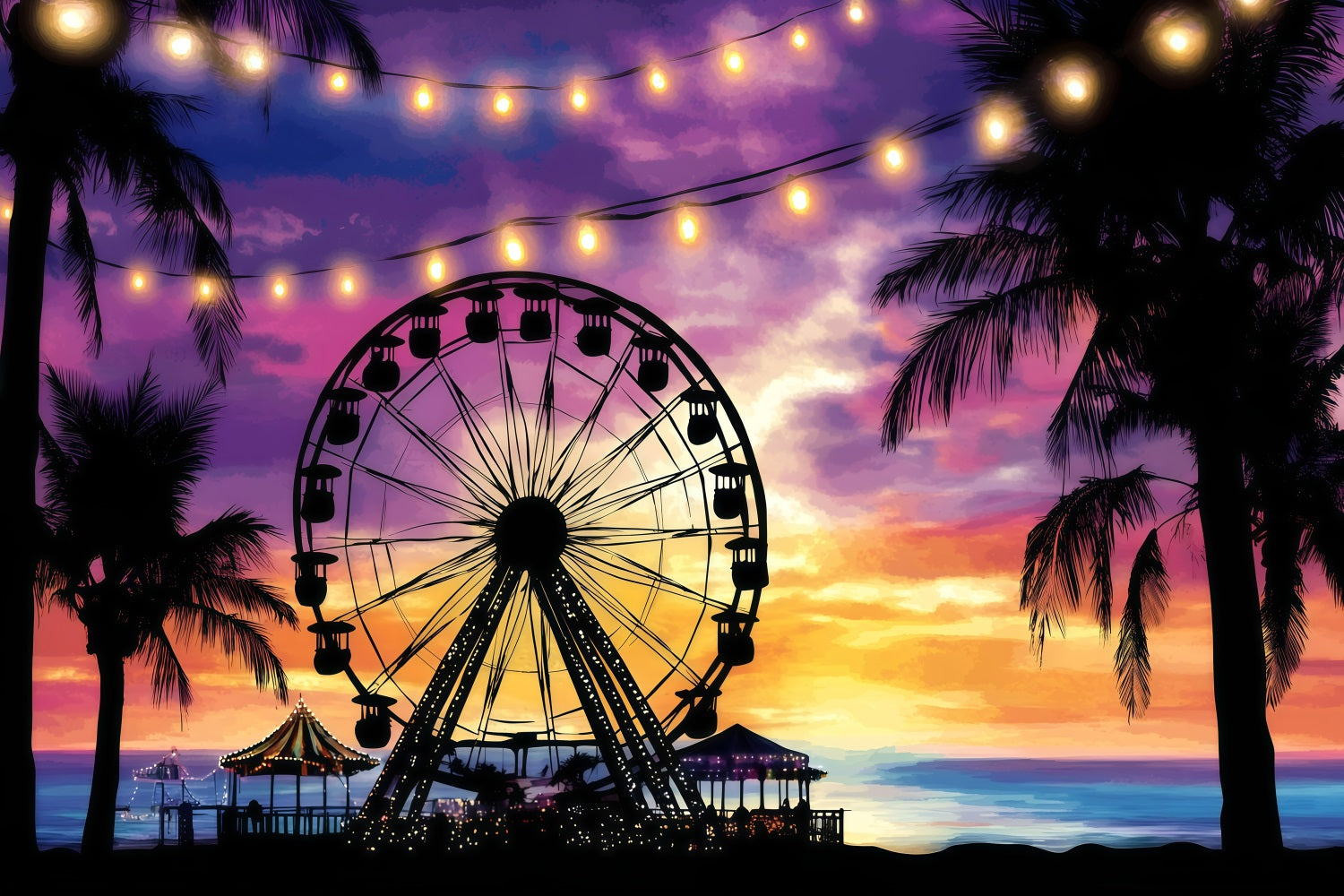 Summer Photo Backdrop Tropical Carnival Night Backdrop UK GQ4-289