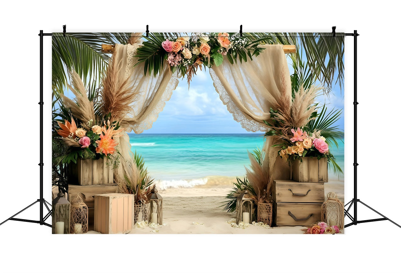 Beach Wedding Backdrop Floral Arch Bohemian Summer Backdrop UK GQ4-291
