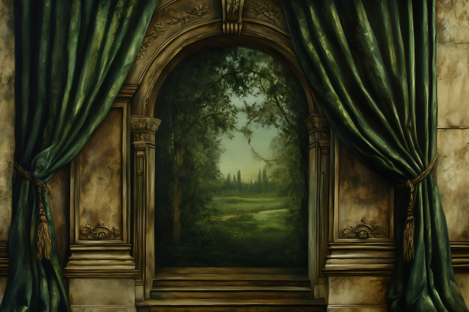 Antique Backdrop Forest Archway Curtain Vintage Photo Backdrops UK GQ4-330