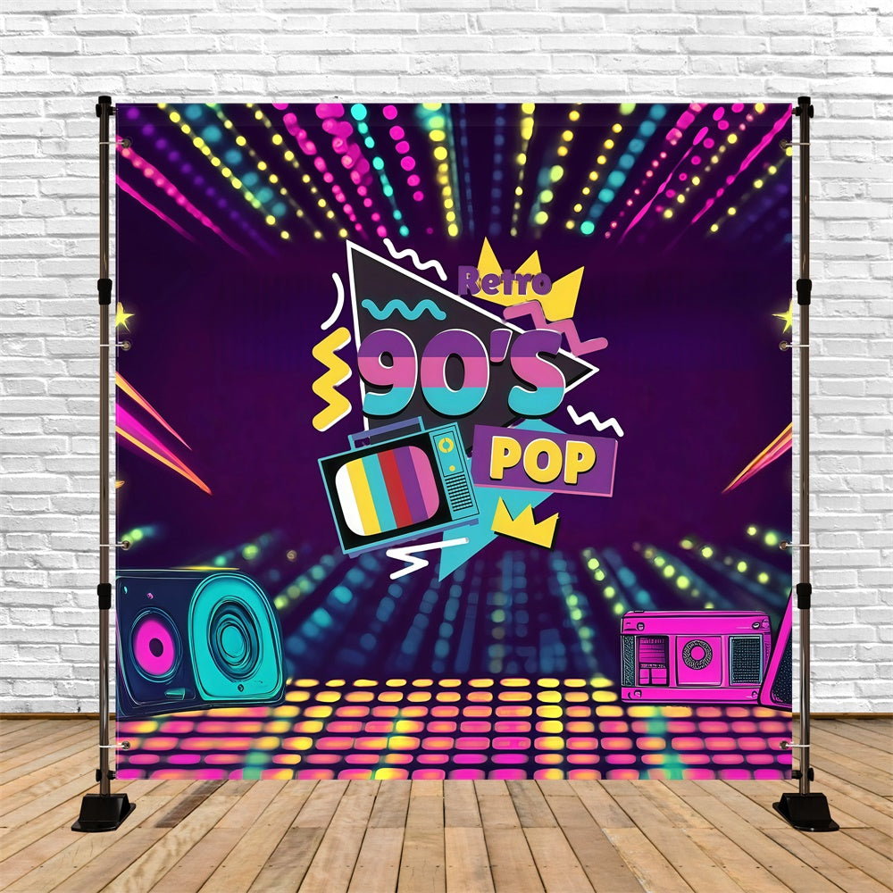 90's Photo Backdrop Vibrant Neon Pop Era Backdrop UK GQ4-354