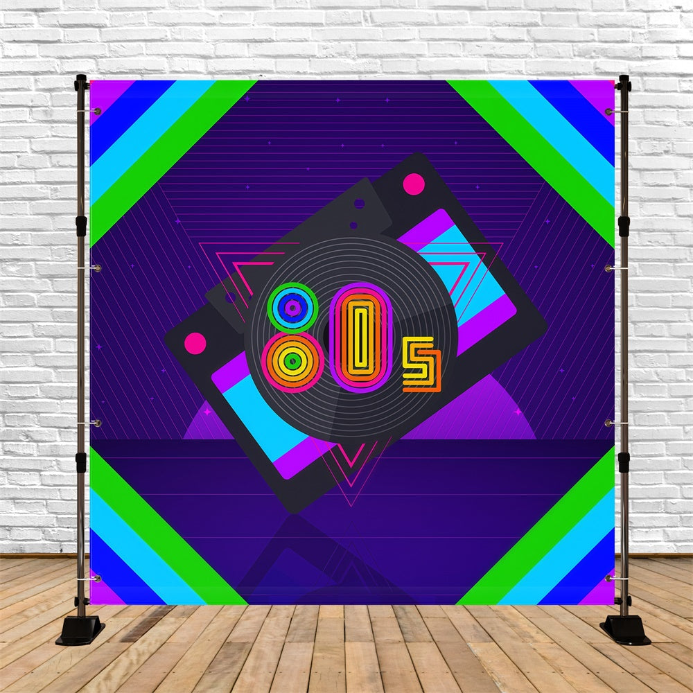 80's Photo Backdrop Glowing Tape Record Backdrop UK GQ4-358