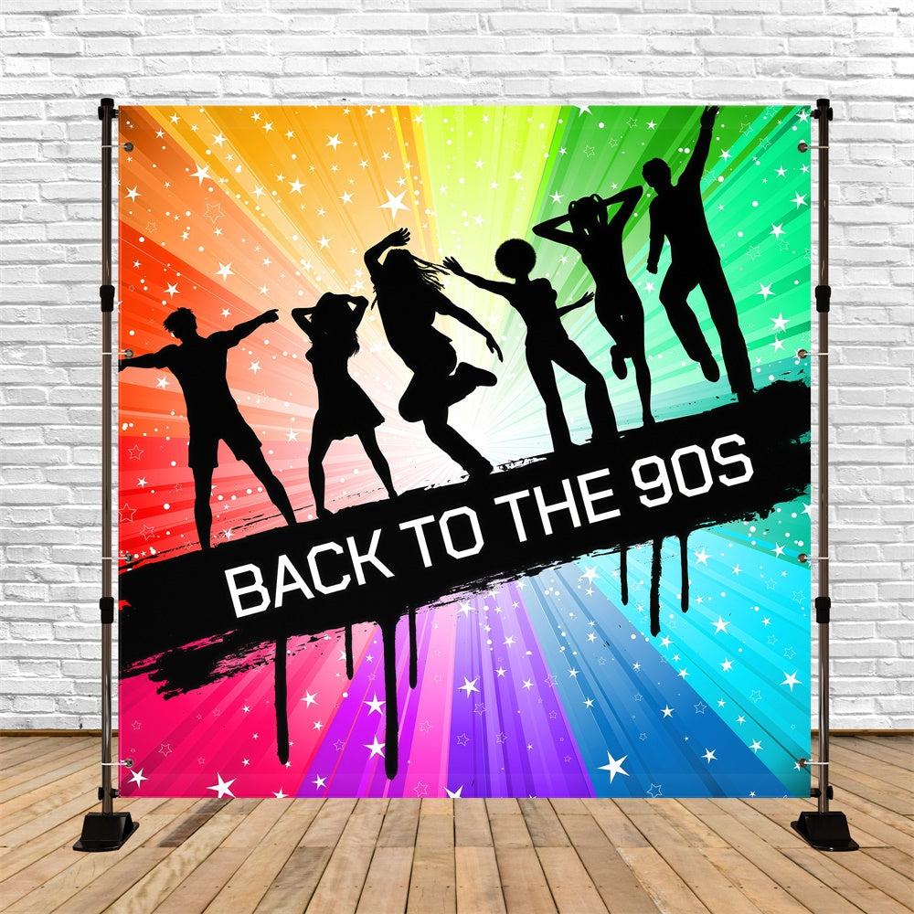 90s Backdrop Energetic Retro Dance Silhouettes Backdrop UK GQ4-362