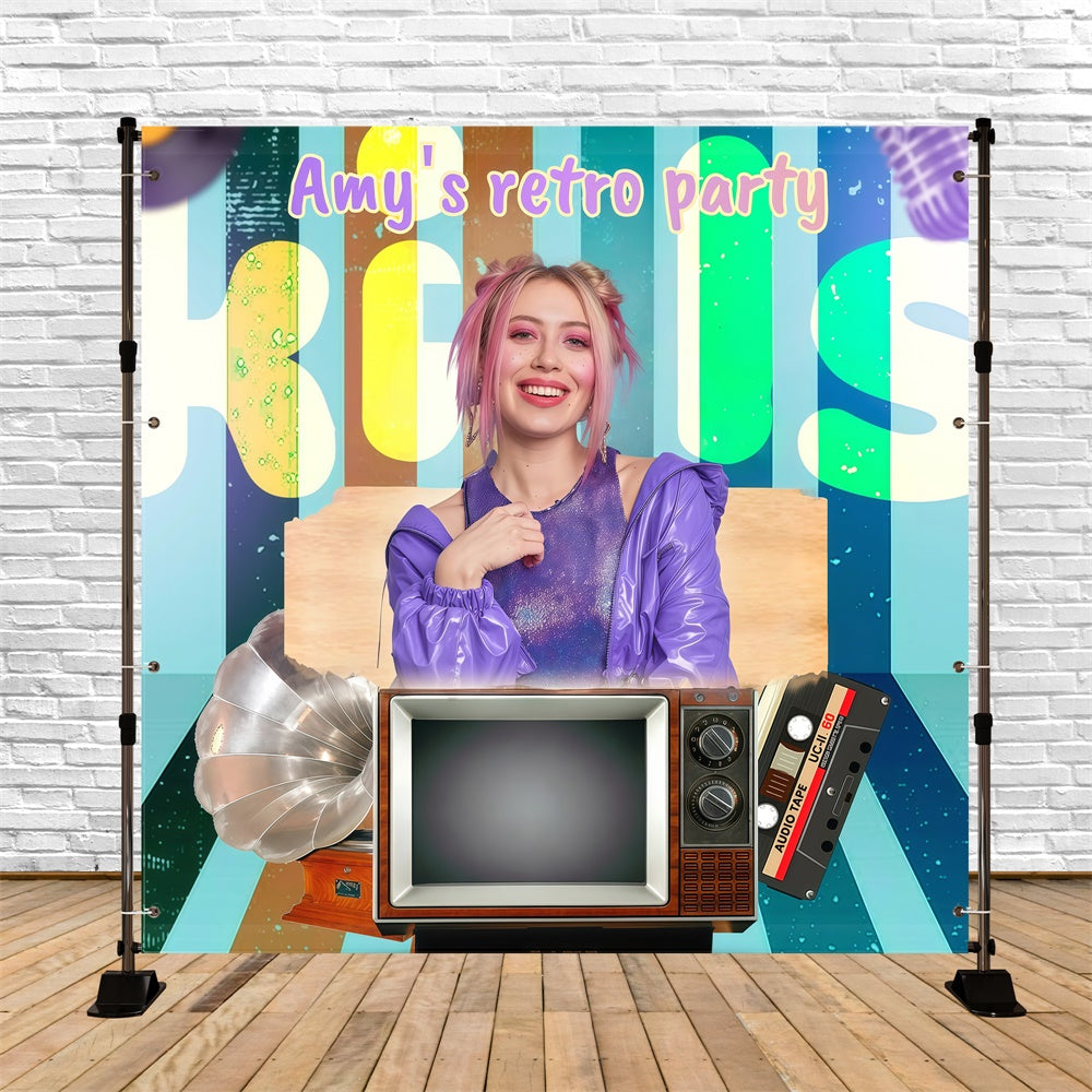 80's Photo Backdrop Stylish Nostalgic Party Custom Backdrop UK GQ4-364