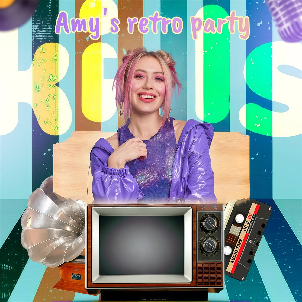 80's Photo Backdrop Stylish Nostalgic Party Custom Backdrop UK GQ4-364