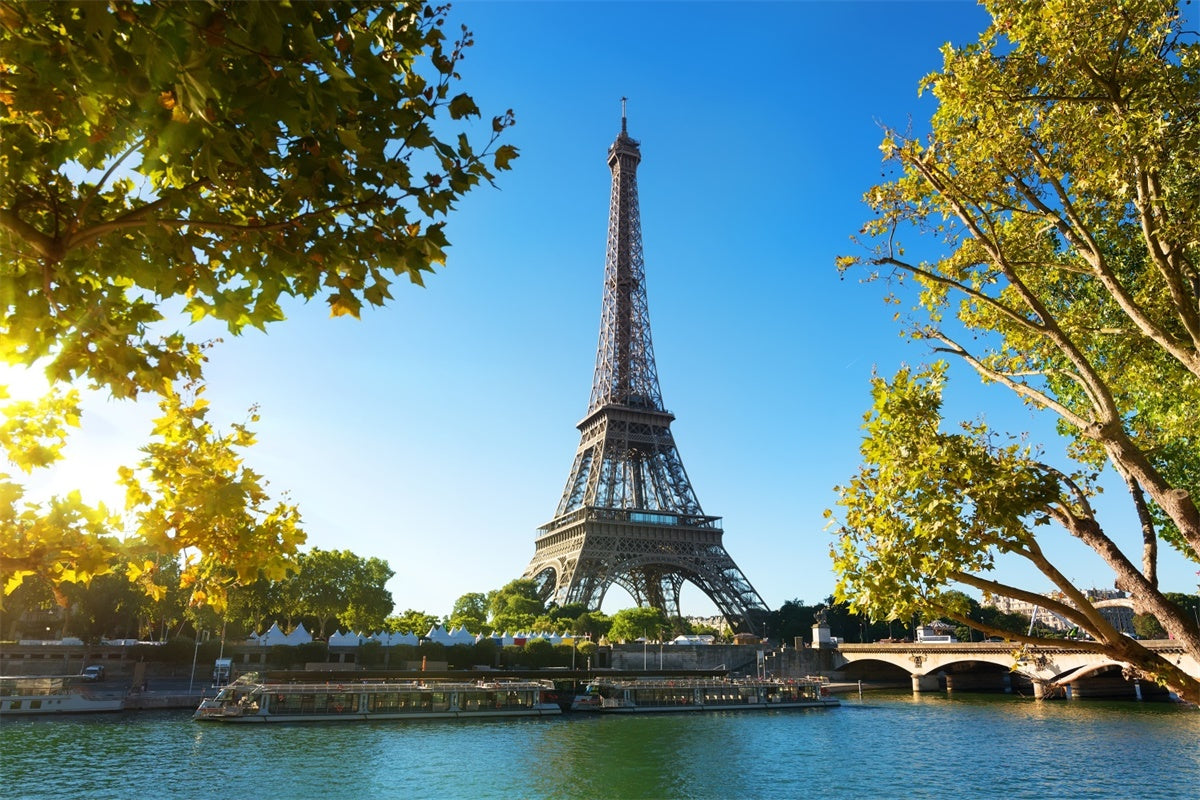 Paris Backdrop For Pictures Eiffel Tower Sky River Backdrop UK GQ4-45