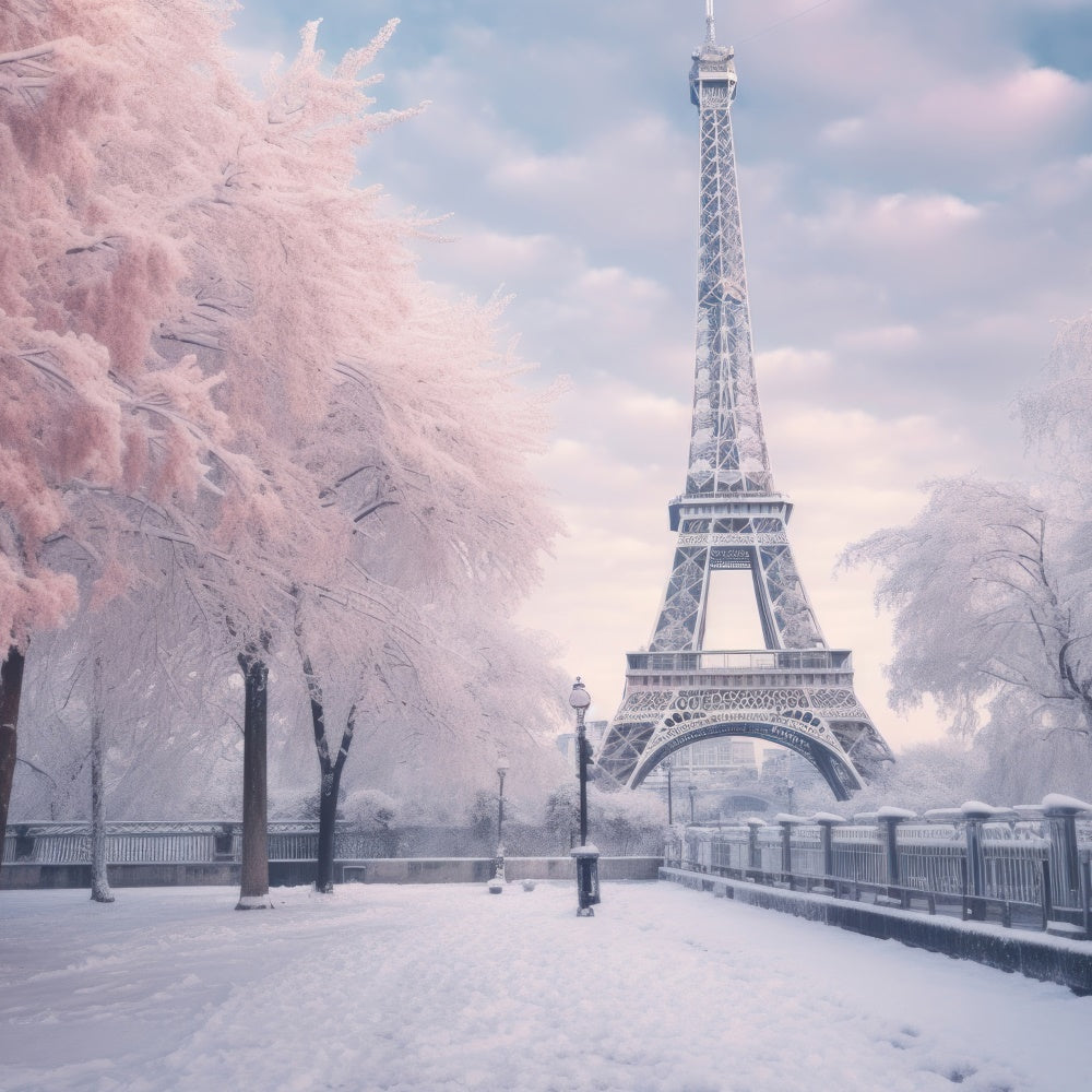 Paris Backdrop Photography Eiffel Tower Winter Scene Backdrop UK GQ4-53