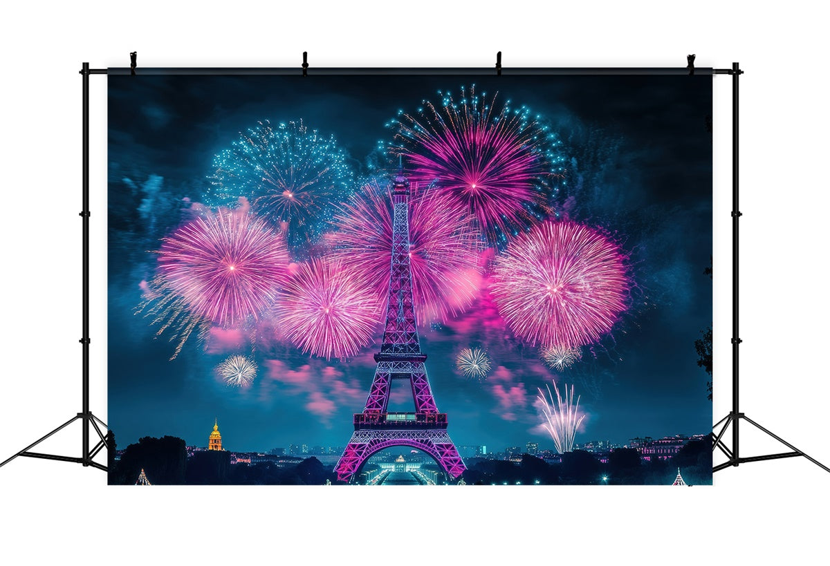 A Night In Paris Backdrop Sparkling Firework Cityscape Backdrop UK GQ4-57