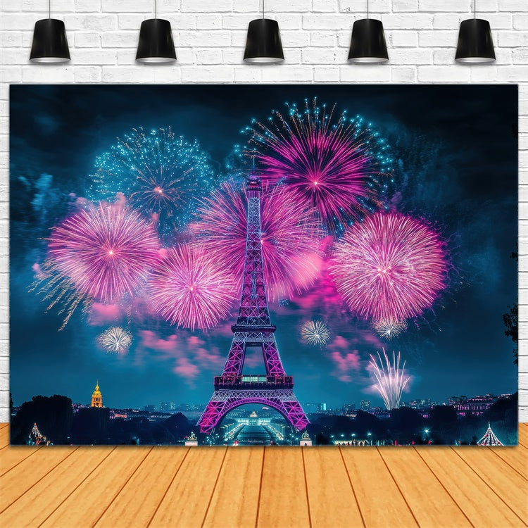 A Night In Paris Backdrop Sparkling Firework Cityscape Backdrop UK GQ4-57