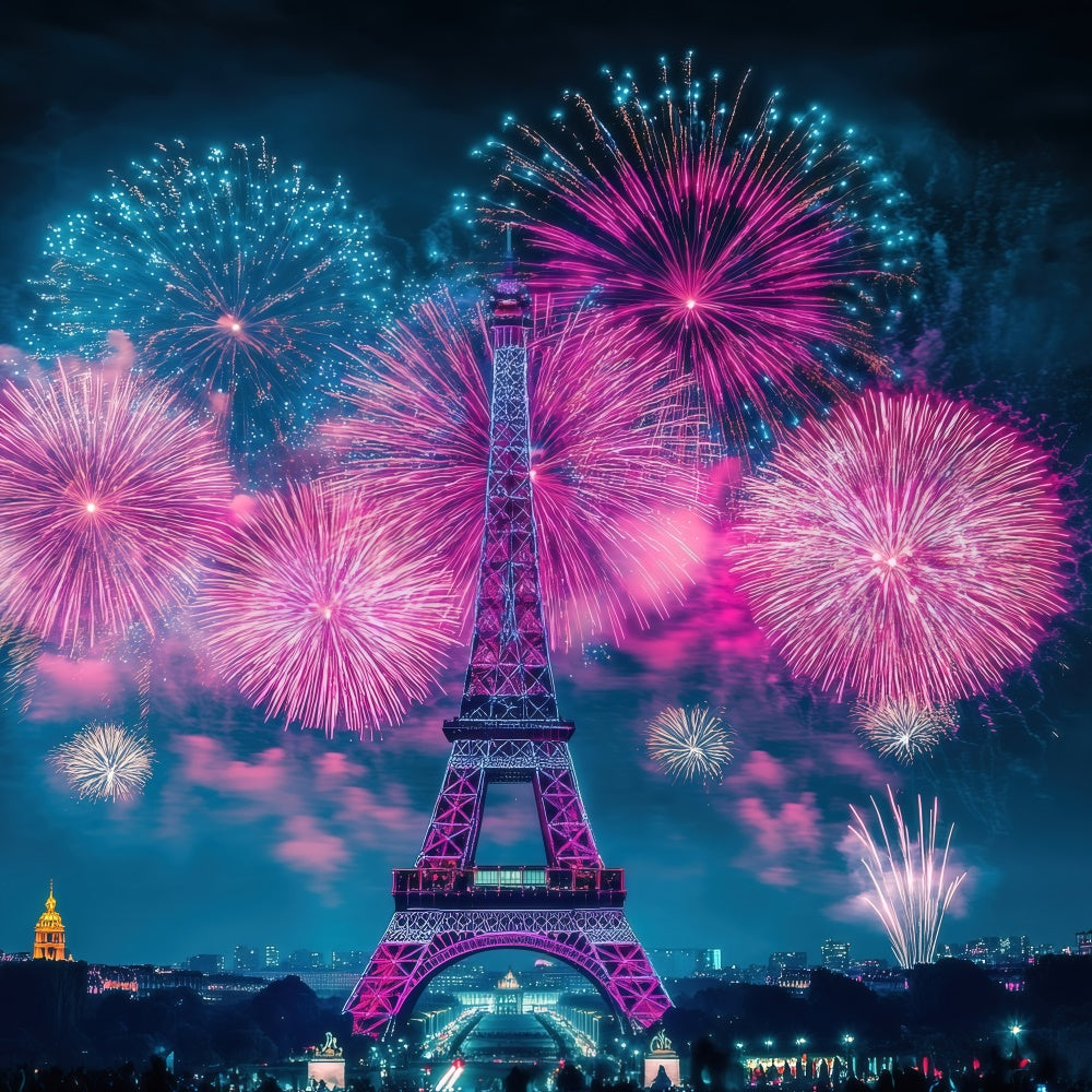 A Night In Paris Backdrop Sparkling Firework Cityscape Backdrop UK GQ4-57