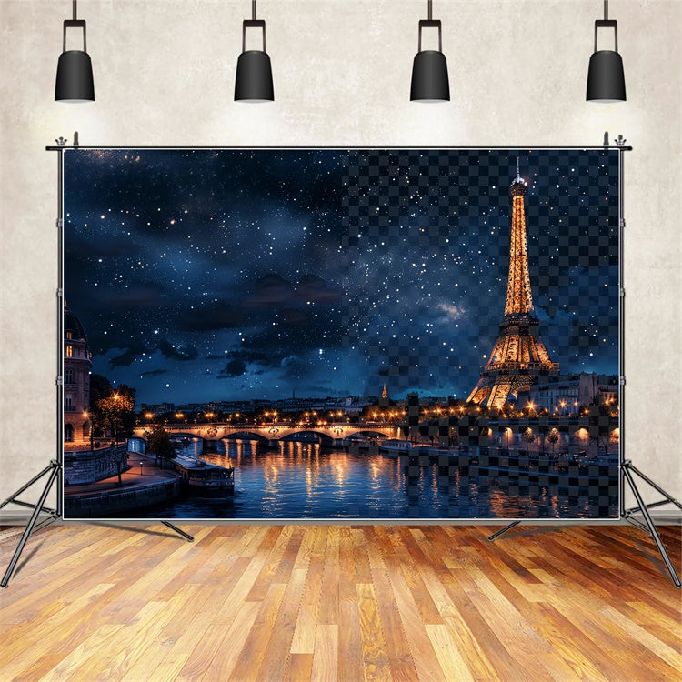 Paris Backdrop For Pictures Midnight Sky Eiffel Tower Backdrop UK GQ4-59
