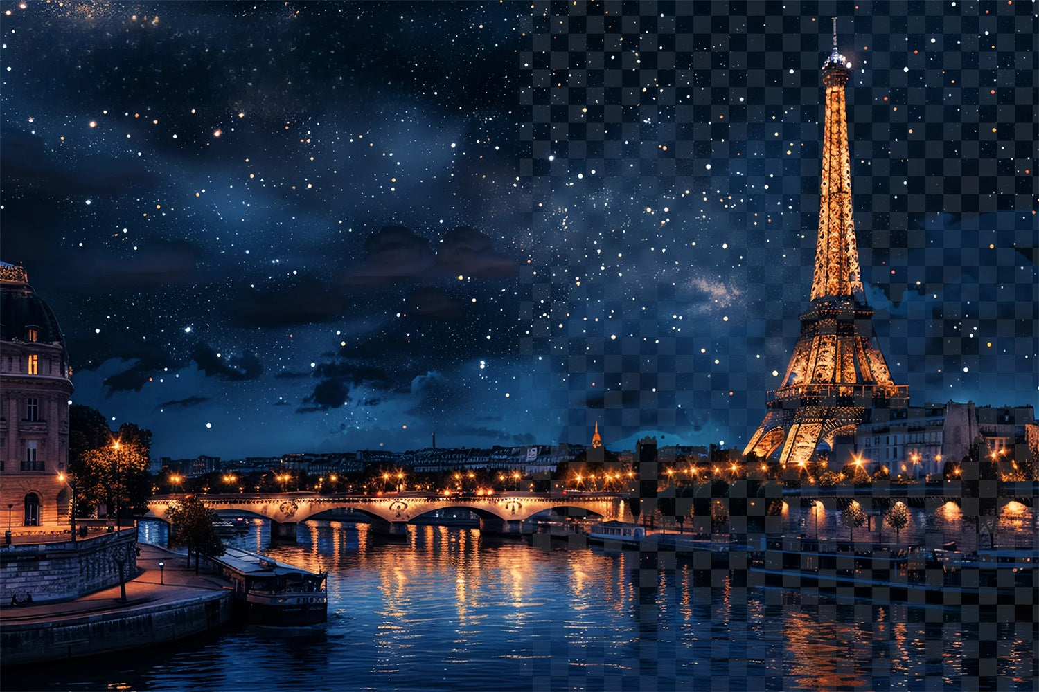 Paris Backdrop For Pictures Midnight Sky Eiffel Tower Backdrop UK GQ4-59