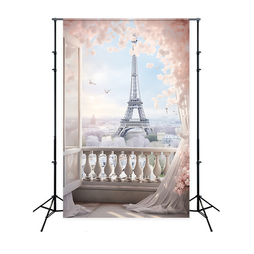 Paris Themed Backdrops Elegant Balcony Paris Tower Backdrop UK GQ4-64