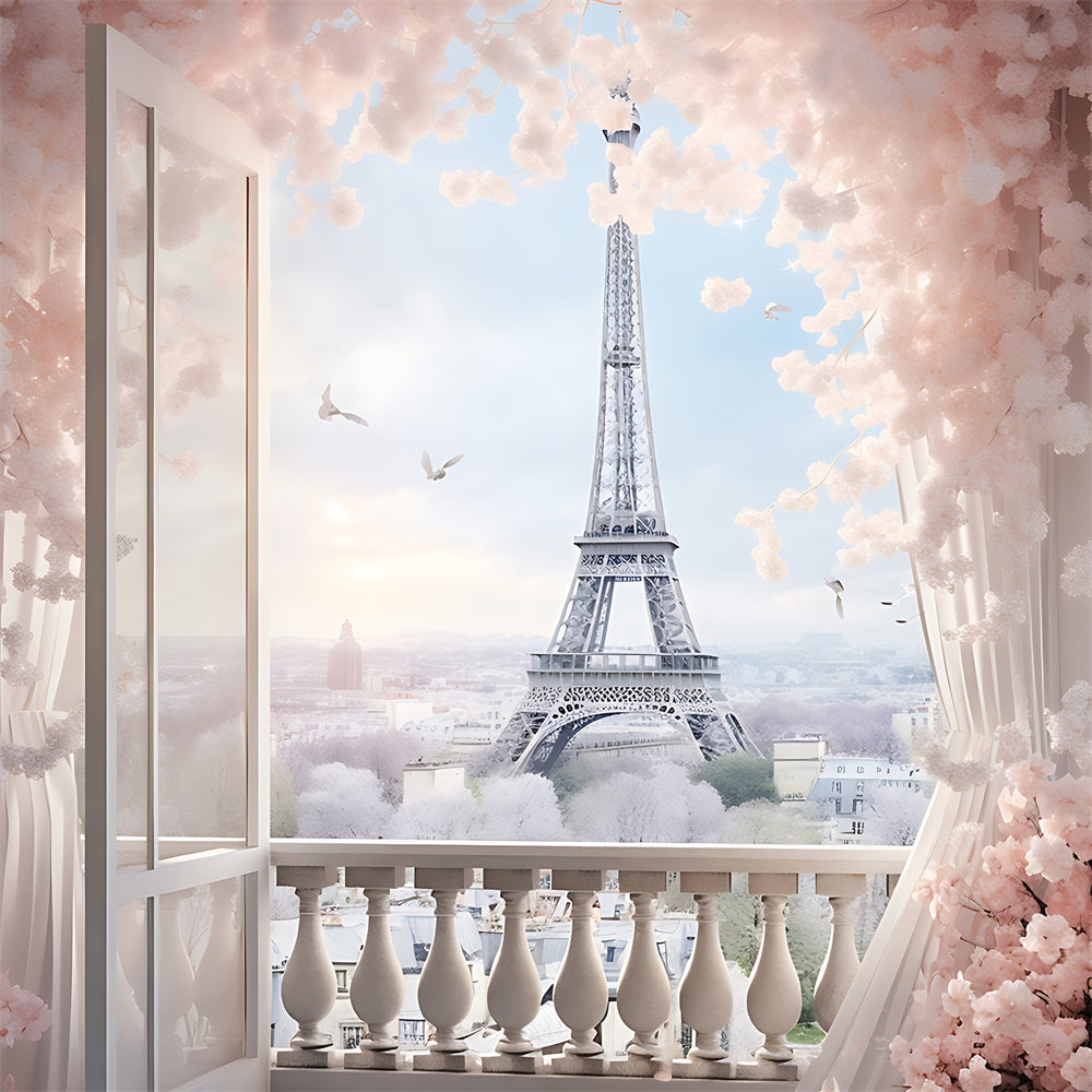 Paris Themed Backdrops Elegant Balcony Paris Tower Backdrop UK GQ4-64