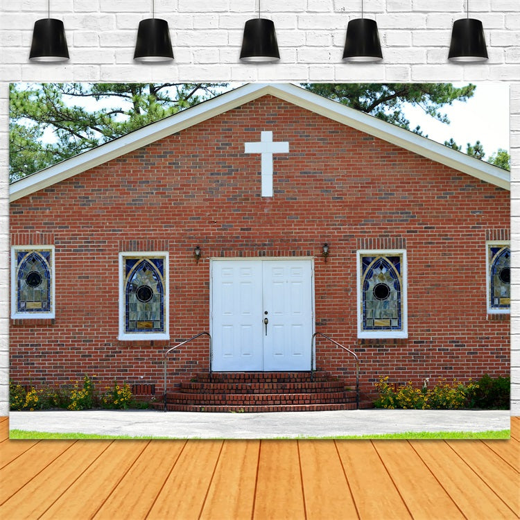 Church Backdrop Pointed Window Brick Architecture Backdrop UK GQ4-70