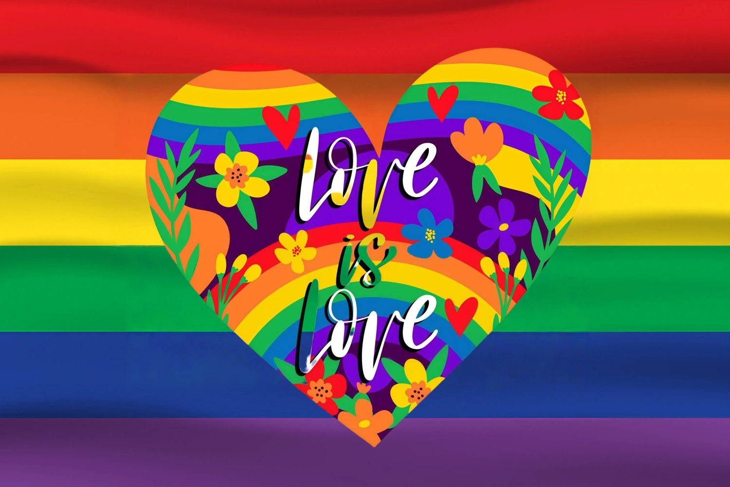 Pride Month Backdrop Floral Rainbow Heart Backdrop UK GQ5-218