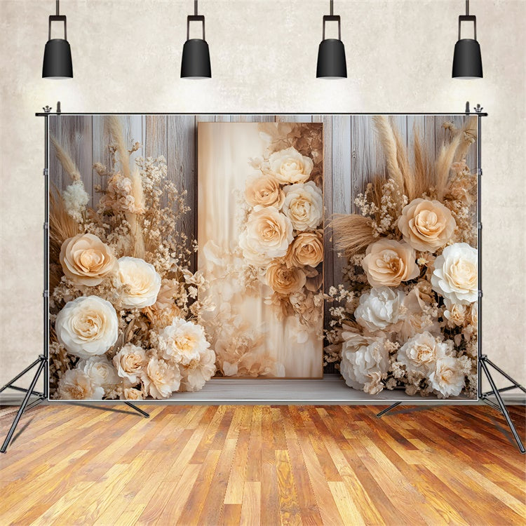 Backdrops Fine Art Creamy Rustic Floral Cloth Backdrops UK GQ57-188