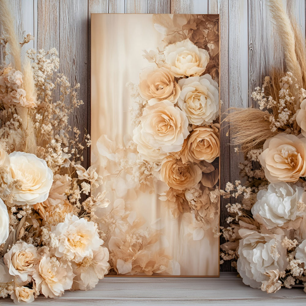 Backdrops Fine Art Creamy Rustic Floral Cloth Backdrops UK GQ57-188