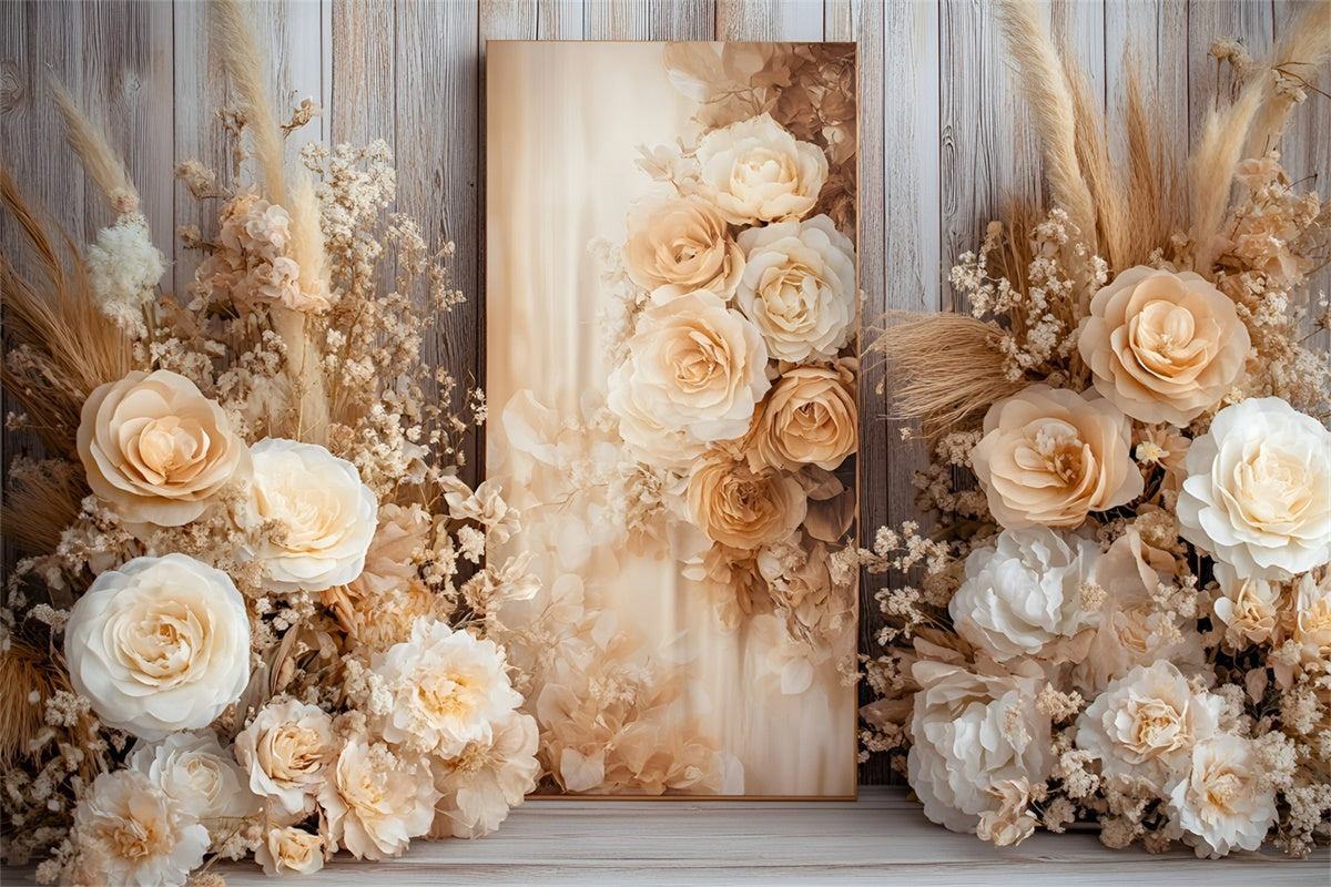 Backdrops Fine Art Creamy Rustic Floral Cloth Backdrops UK GQ57-188
