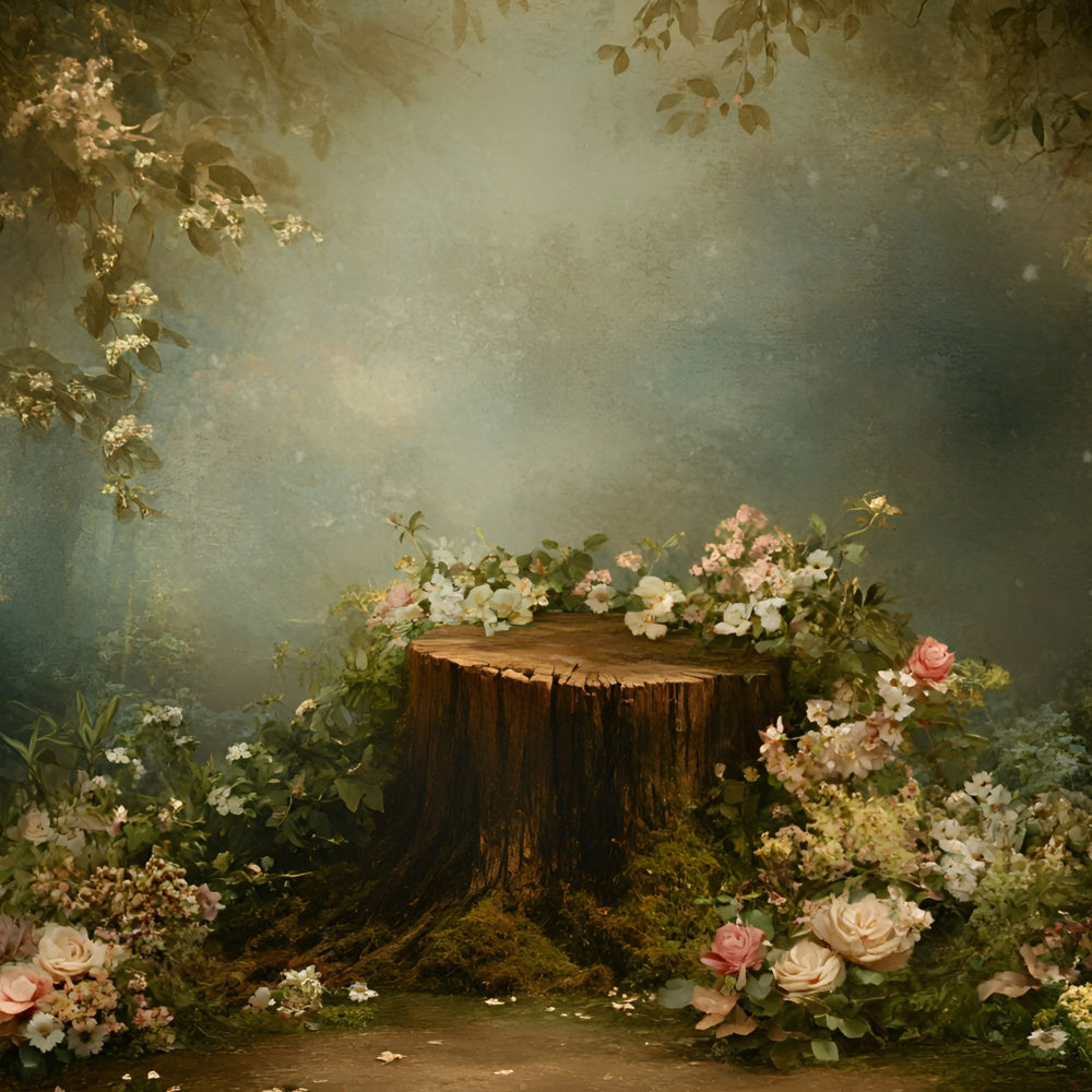 Backdrops Fine Art Woodland Stump Garden Video Backdrop UK GQ57-196
