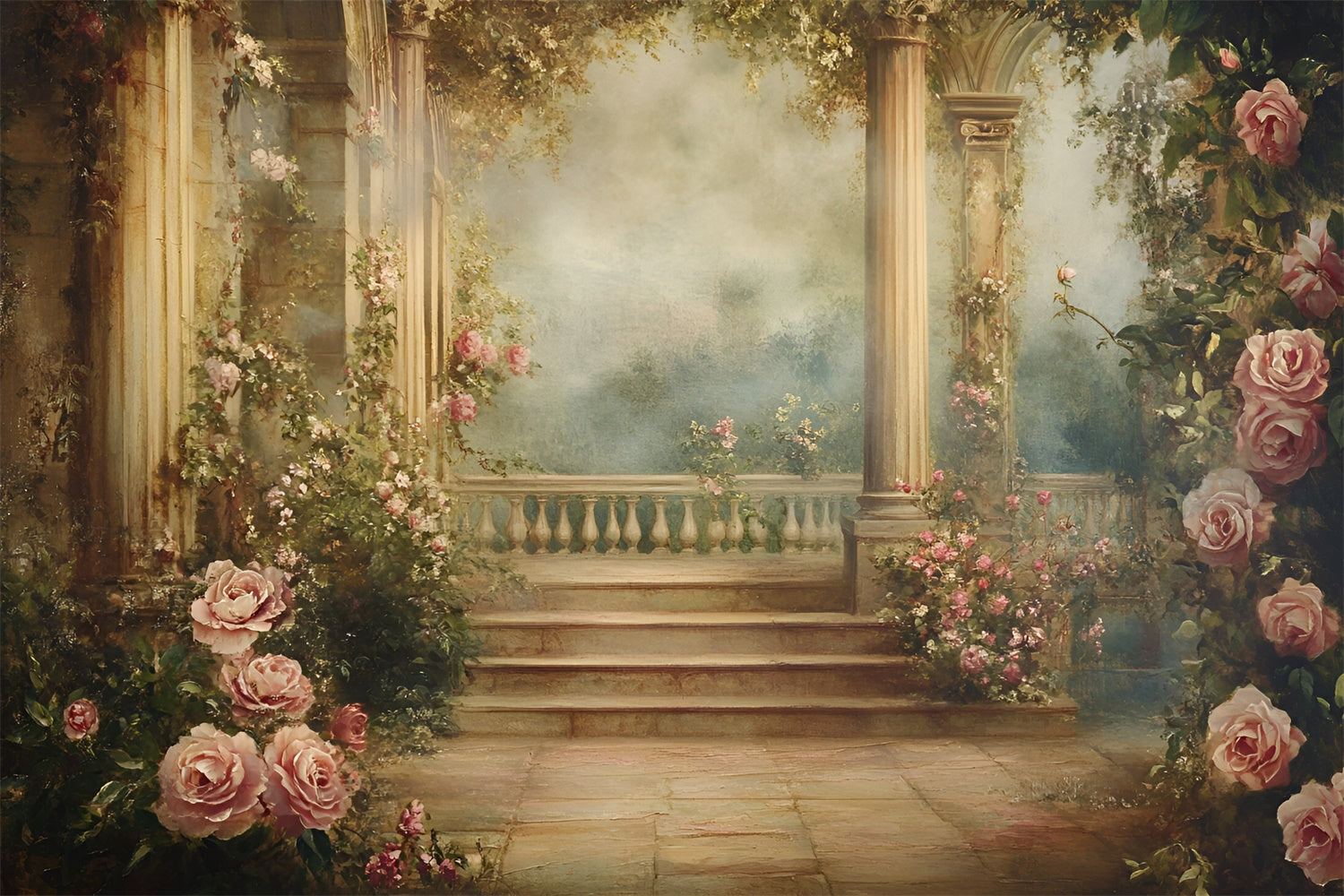 Painting Backdrop Garden Hallway Best Photography Backdrops UK GQ57-199