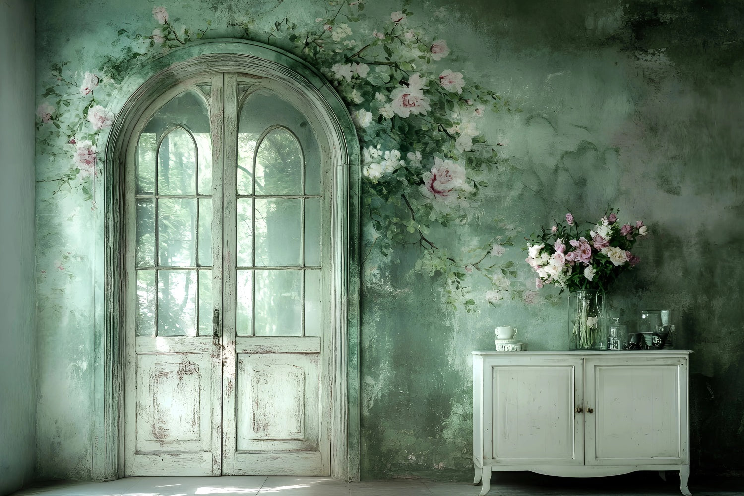 Fabric Backdrops Soft Floral Interior Artistic Backdrop UK GQ57-204