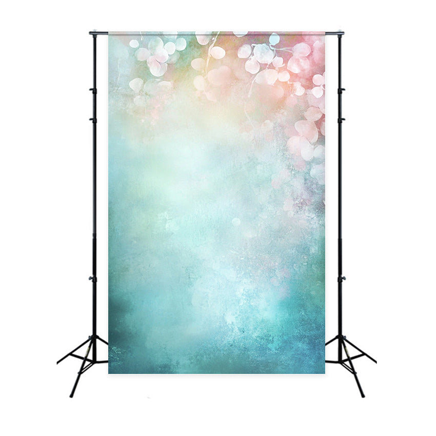 Watercolor Backdrop Dreamy Aqua and Pink Floral Blur Portrait Photo Backdrop UK GQ58-97