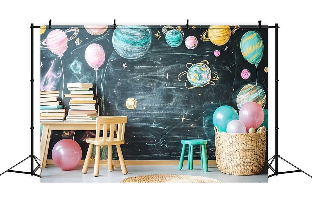 Chalkboard Photo Backdrop Outer Space Study Fun Backdrop UK GQ6-153